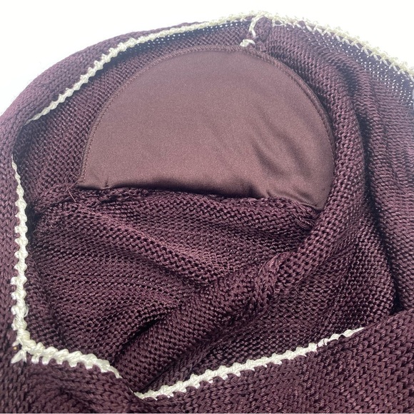 Reiss Women’s Burgundy V-Neck Sweater with white trim XL shoulder pads - Picture 7 of 15